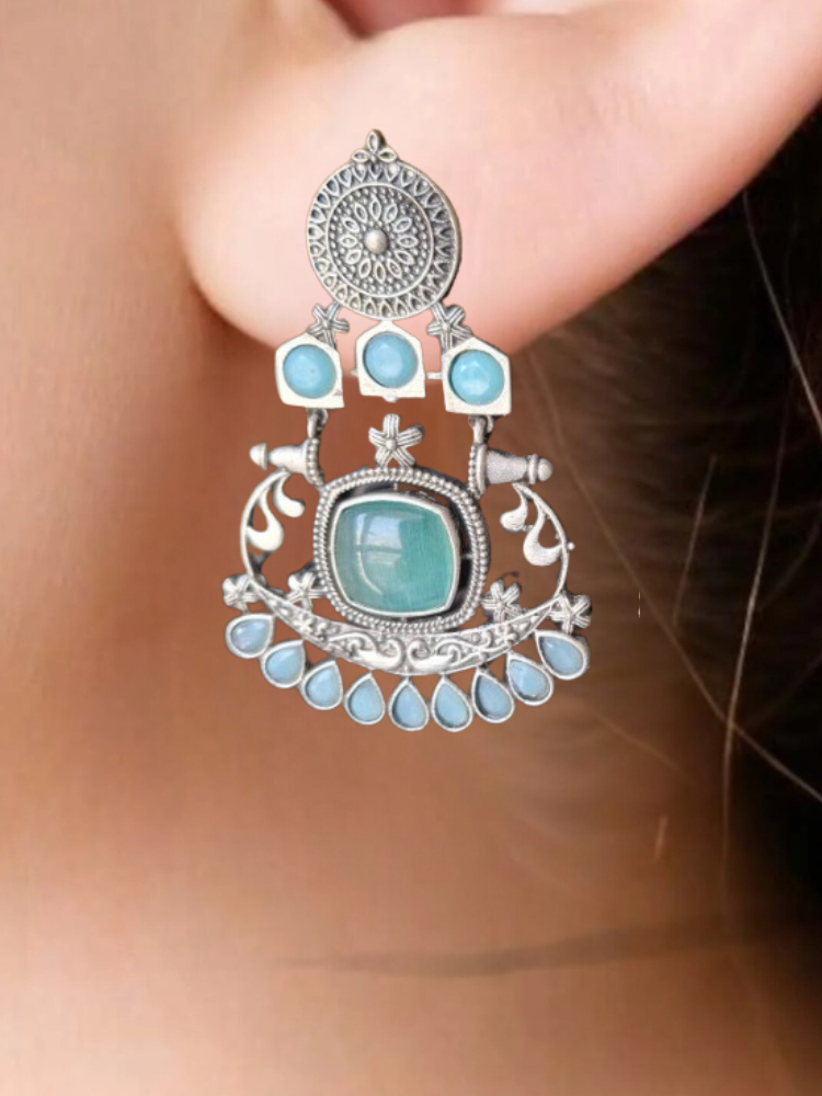 TURQUOISE HRITVI SILVER DANGLERS