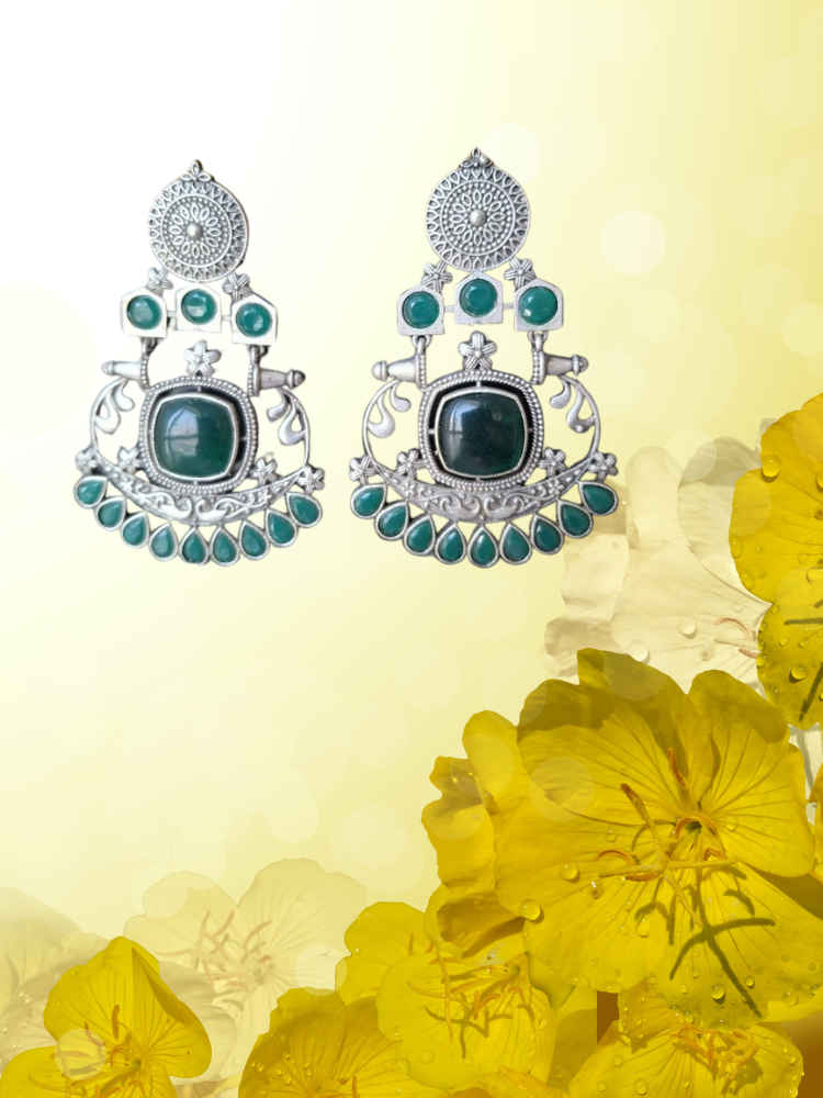 EMERALED HRITVI SILVER DANGLERS