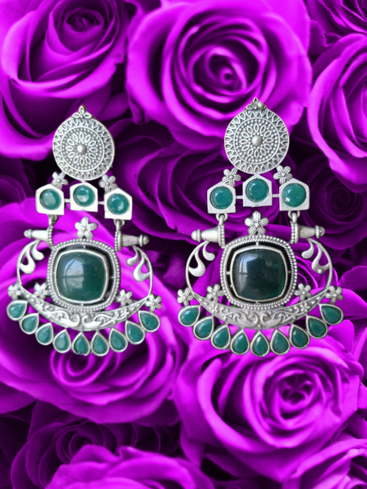 EMERALED HRITVI SILVER DANGLERS