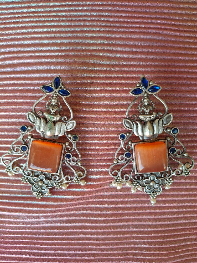 ORANGE KIARA SILVER POLISHED DANGLER