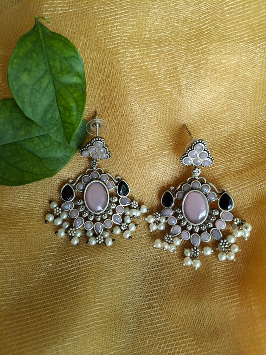 PINK ISHANVI SILVER   DANGLER