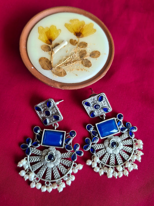 NAVYBLUE JISHA SILVER  POLISHED DANGLERS