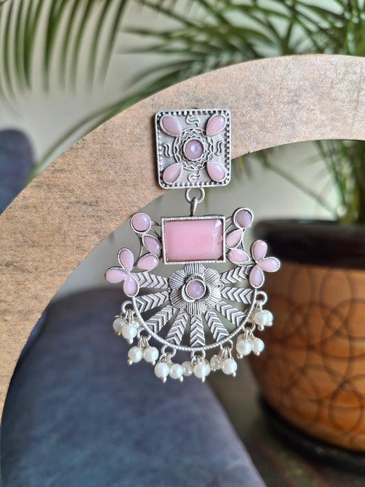 PINK  JISHA SILVER DANGLERS