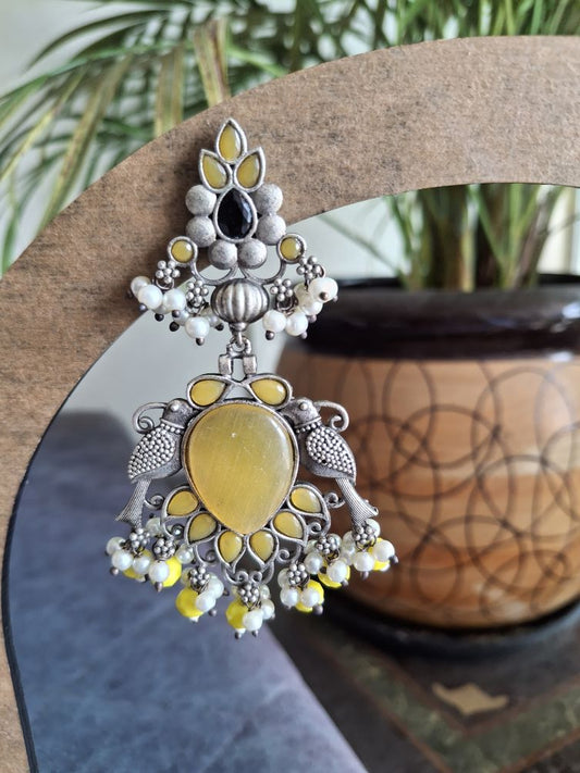 LEMON YELLOW  KYARA SILVER DANGLERS