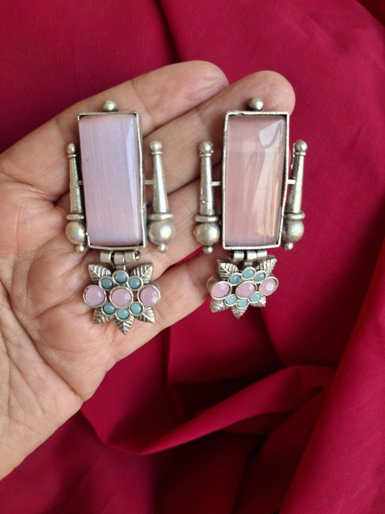 PINK MISHITA SILVER POLISHED DANGLER