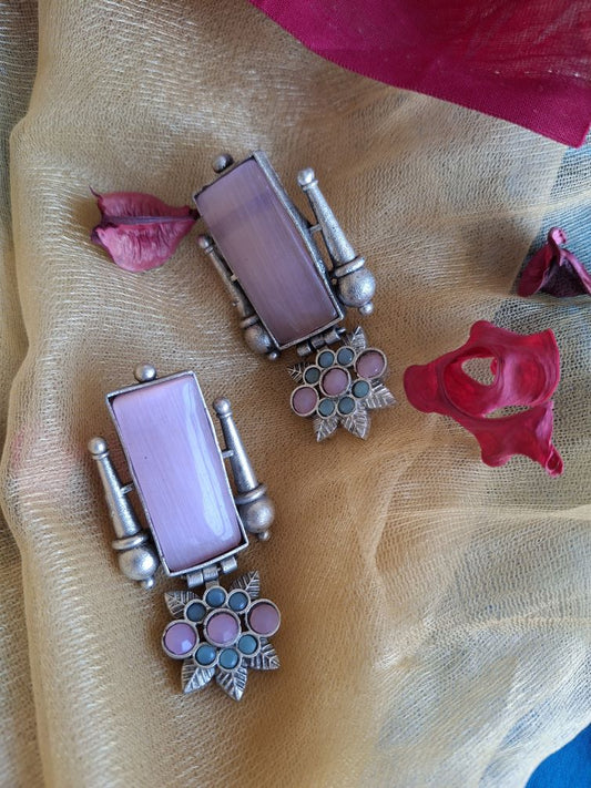 PINK MISHITA SILVER POLISHED DANGLER