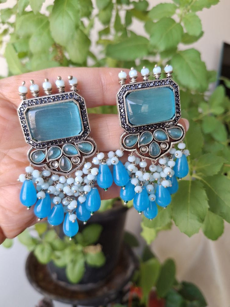 LIGHT BLUE AAHANA OXIDISED DANGLERS