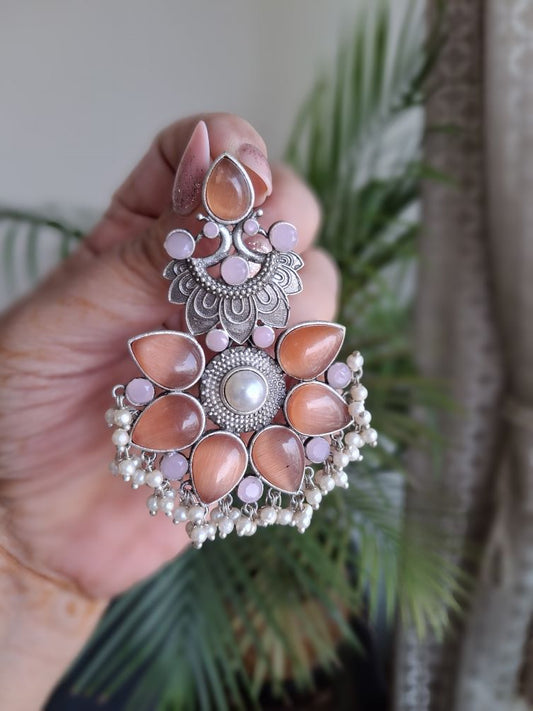 ORANGE AARNA SILVER POLISHED DANGLER