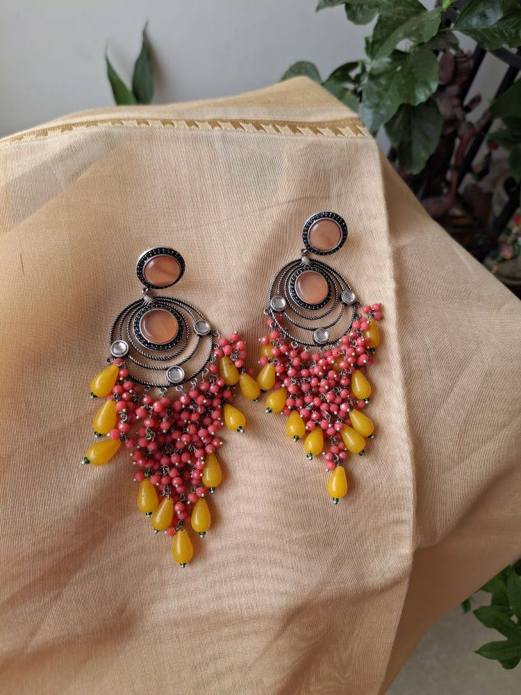 ORANGE ANVIKA OXIDISED DANGLERS