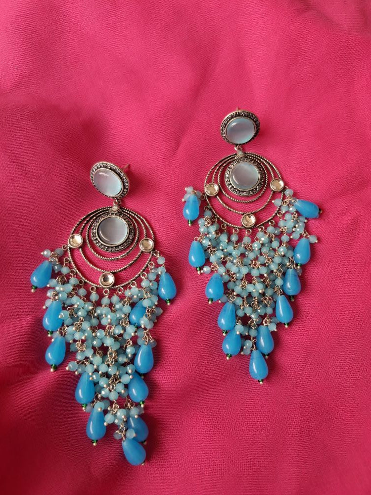 BLUE ANVIKA OXIDISED DANGLERS