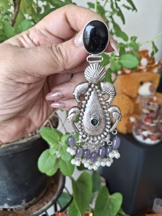 BLACK AIRA SILVER POLISHED CHANDBALIS