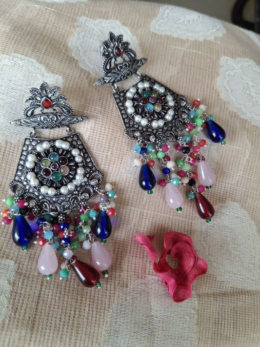 MULTI COLOUR AMAYA OXIDISED DANGLER