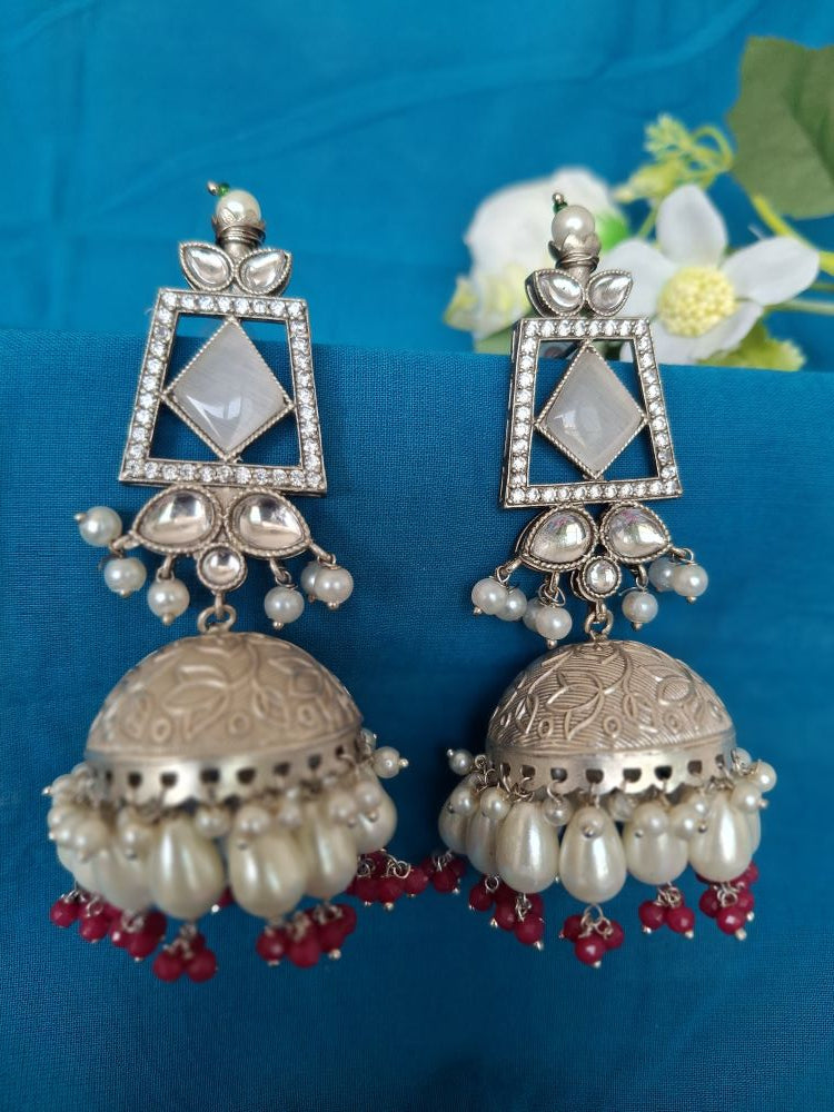 IVORY ASHVIKA SILVER POLISHED JHUMKI