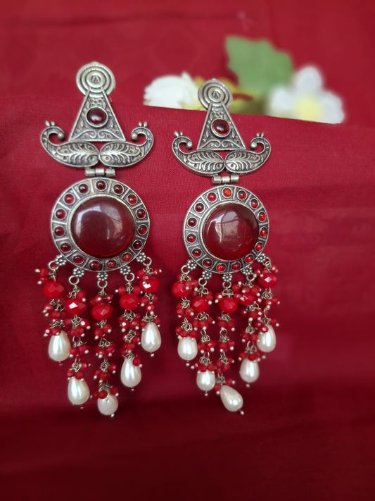 RED KUNJAM OXIDISED DANGLER
