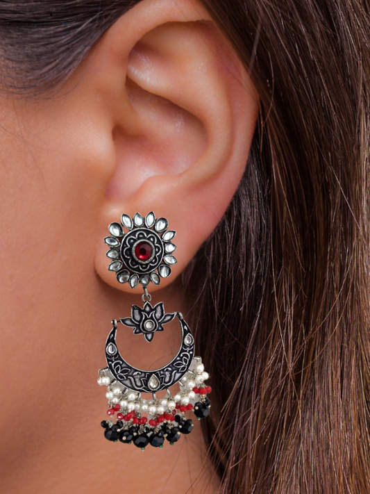 BLACK AADHIRA OXIDISED CHANDBALIS
